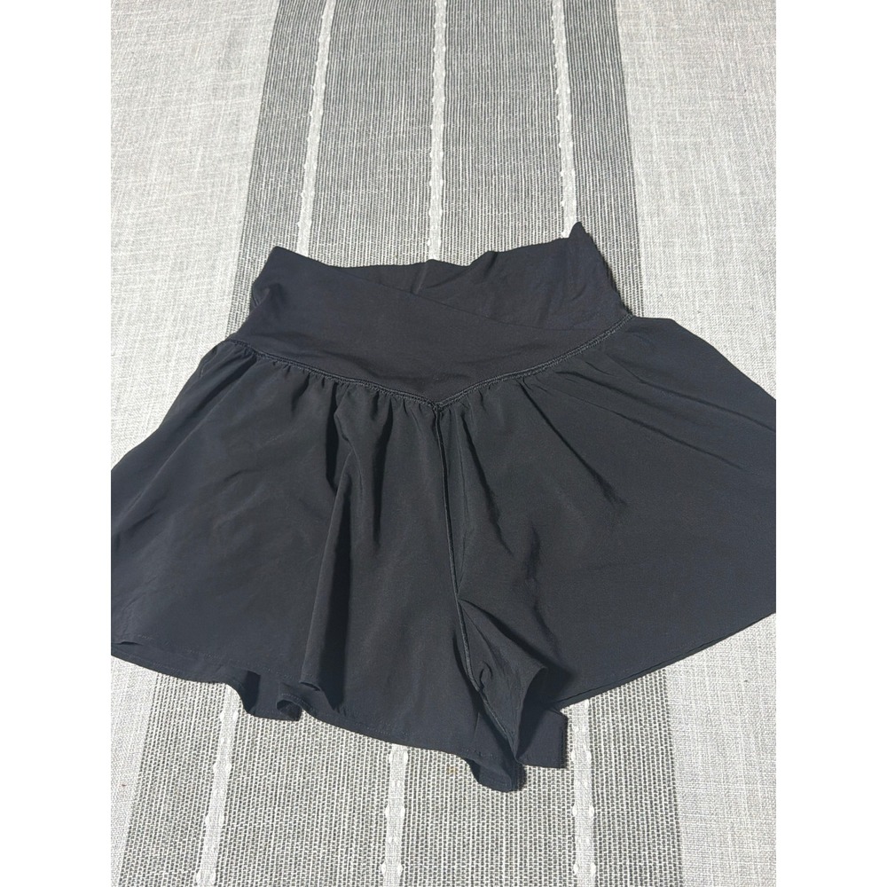 Aerie Black Crossover Waist Flowy Athletic Shorts Women small